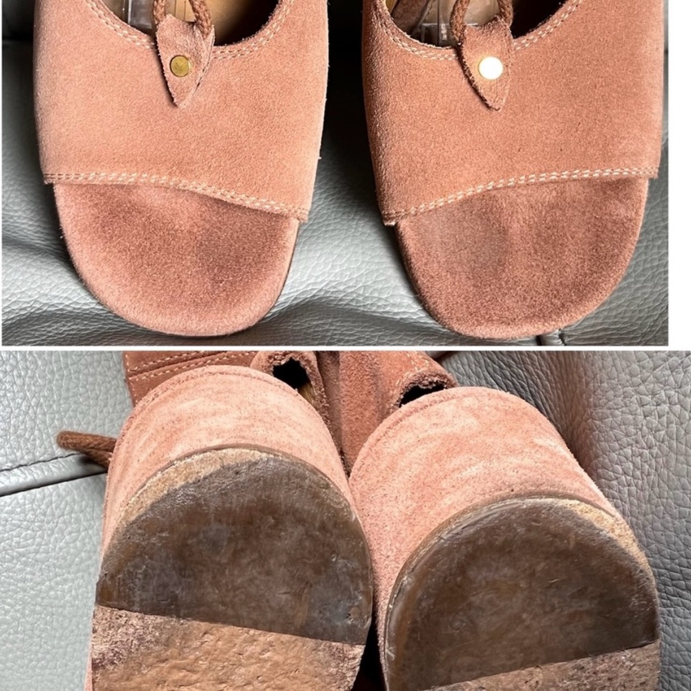 CHLOE Sandals Sz 40 US 10 Lace Up Italian Suede Gladiator Wedge Chillier Brown - Picture 6 of 14